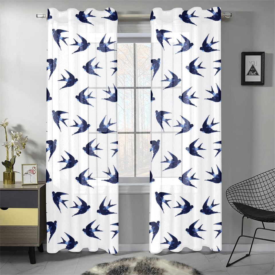 Swallow Pattern Print Design 03 Gauze Curtain