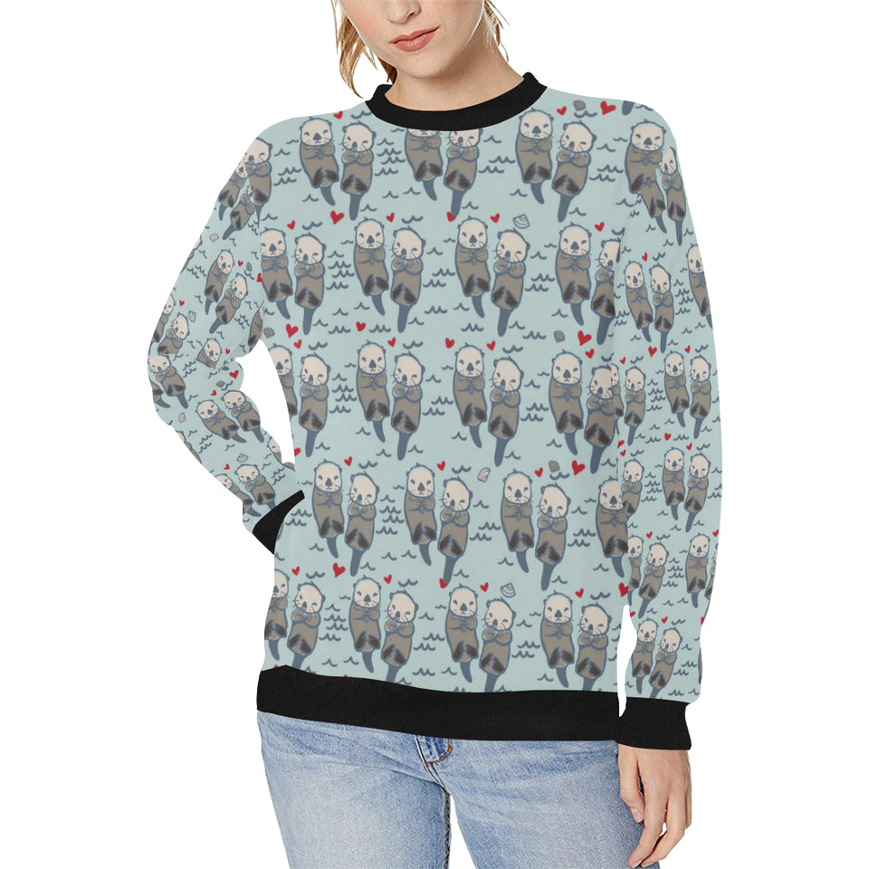 Lovely Sea Otter Pattern Women's Crew Neck Sweatshirt