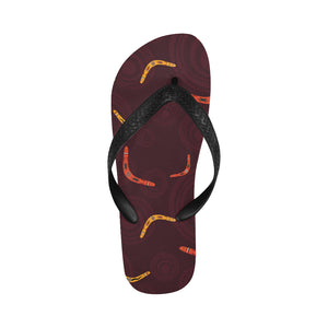Boomerang Australian aboriginal ornament circle bl Unisex Flip Flops