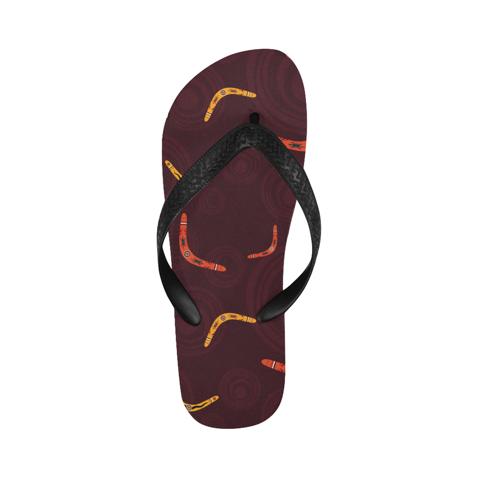 Boomerang Australian aboriginal ornament circle bl Unisex Flip Flops