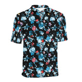 Skull flower roses leave pattern Men's All Over Print Polo Shirt