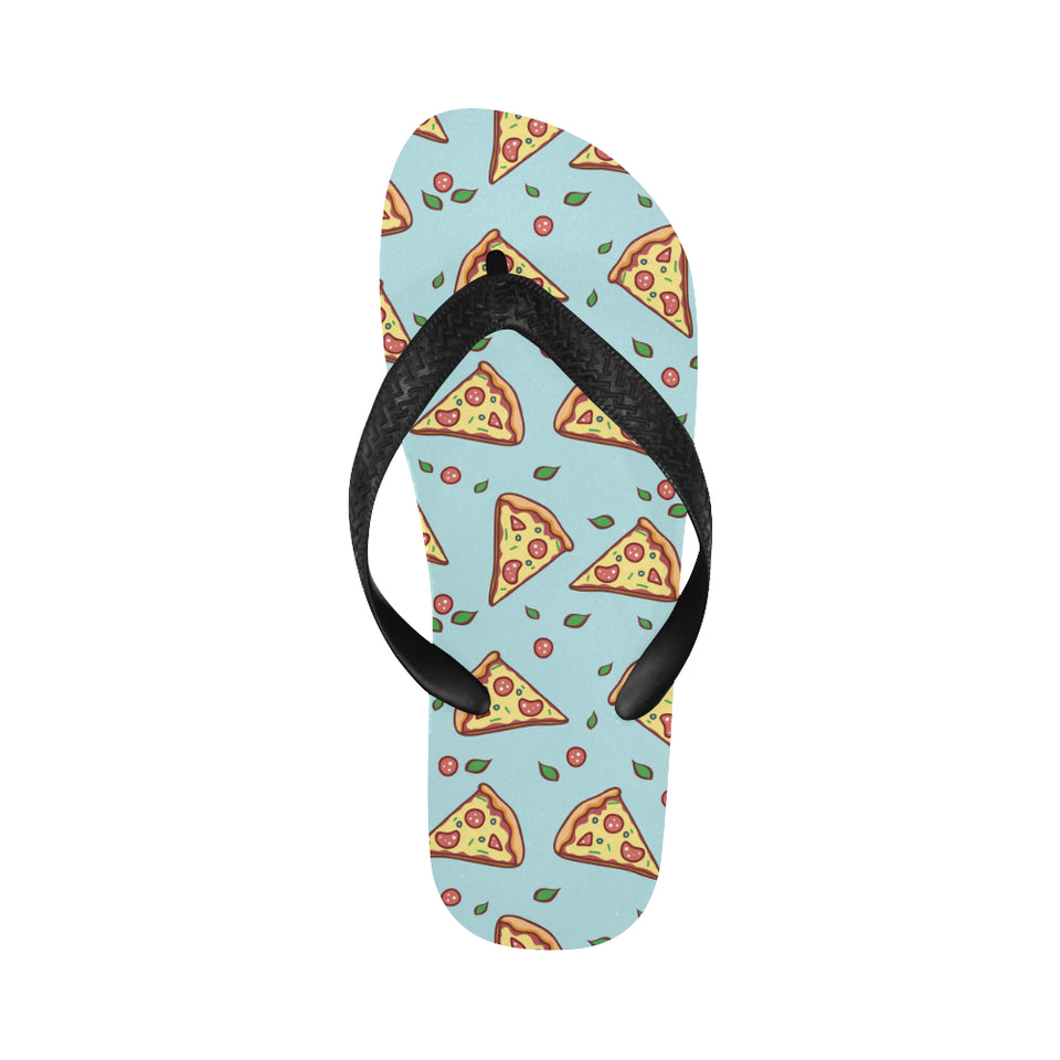 Hand drawn pizza blue background Unisex Flip Flops