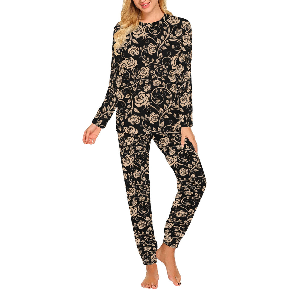 Rose Pattern Print Design 04 Women's All Over Print Pajama Set
