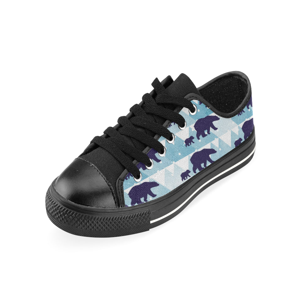 polar bear winter snow pattern Men's Low Top Canvas Shoes Black