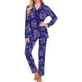 Cute owls pattern boho style ornament Women's Long Pajama Set