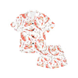 Watercolor Koi Fish Carp Fish pattern Kids' Boys' Girls' V-Neck Short Pajama Set