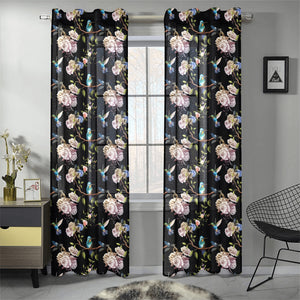 Hummingbird Pattern Print Design 03 Gauze Curtain