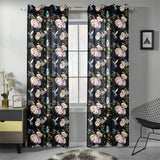 Hummingbird Pattern Print Design 03 Gauze Curtain