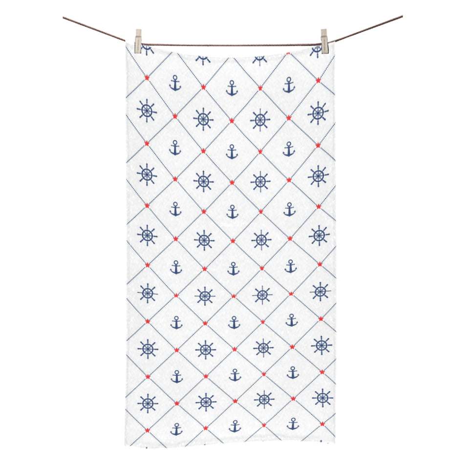 Anchor rudder nautical design pattern Bath Towel