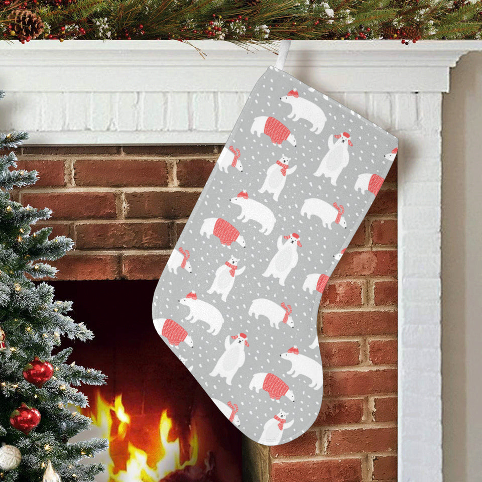 Cute polar bear christmas snow pattern Christmas Stocking