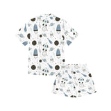 Hand drawn space elements space rocket star planet Kids' Boys' Girls' V-Neck Short Pajama Set