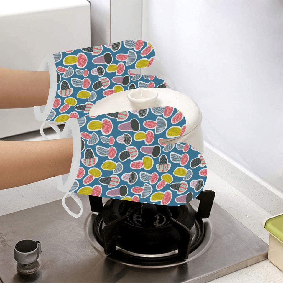Colorful mushroom design pattern Heat Resistant Oven Mitts