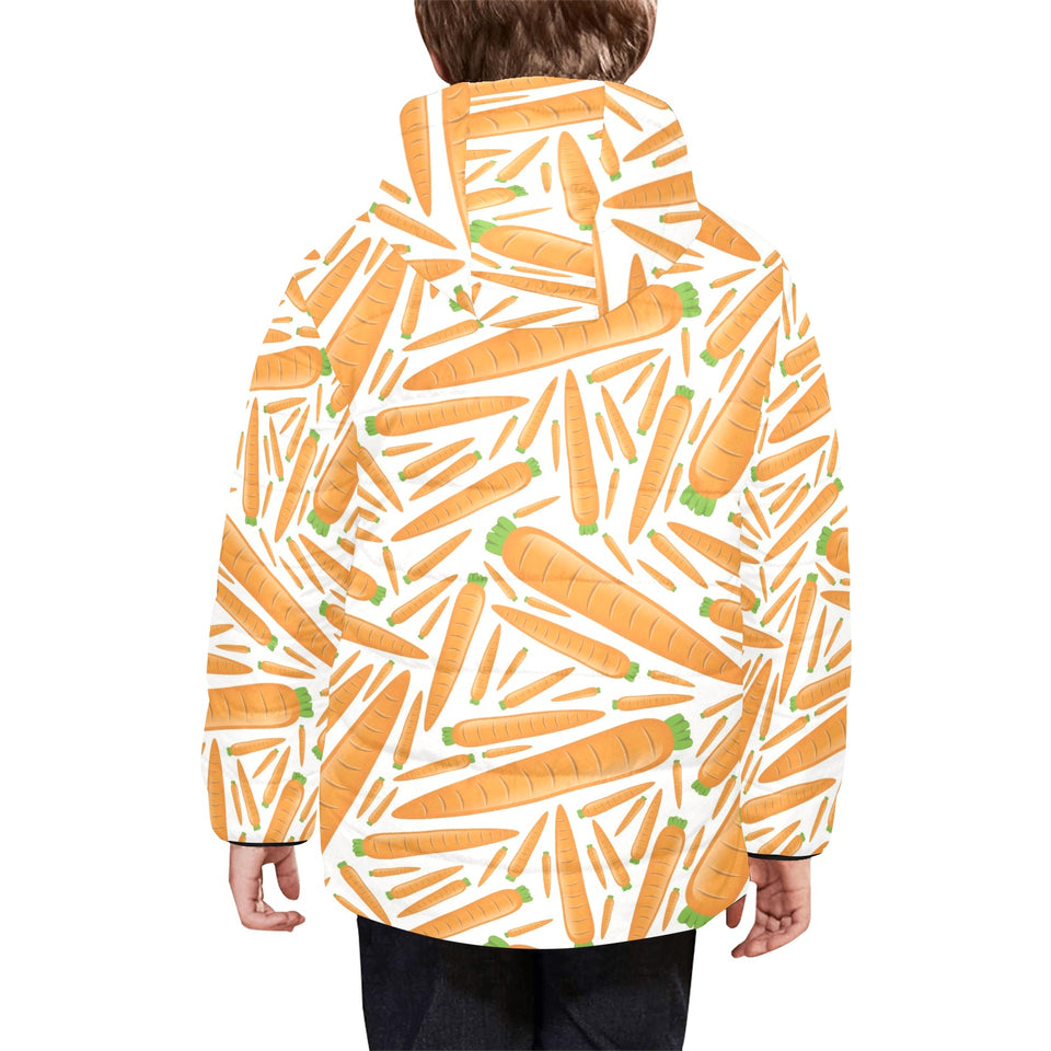 Carrot Pattern Print Design 02 Kids' Boys' Girls' Padded Hooded Jacket