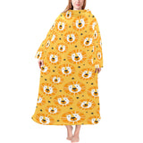 Lion Pattern Print Design 03 Blanket Robe with Sleeves