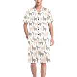 Llama Alpaca pattern Men's V-Neck Short Pajama Set