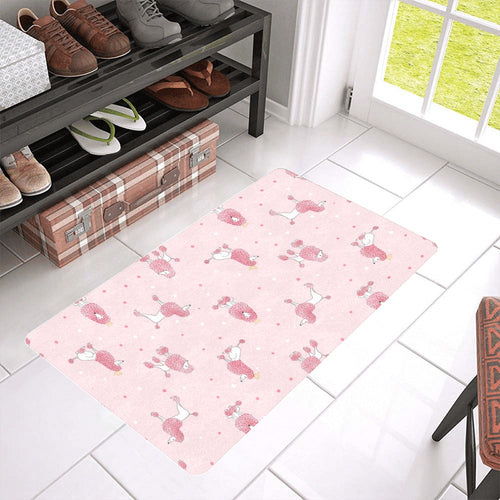 Poodle dog pink color theme Doormat