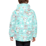 Cute koalas blue background pattern Kids' Boys' Girls' Padded Hooded Jacket