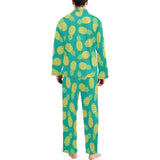Pineapples pattern green background Men's Long Pajama Set