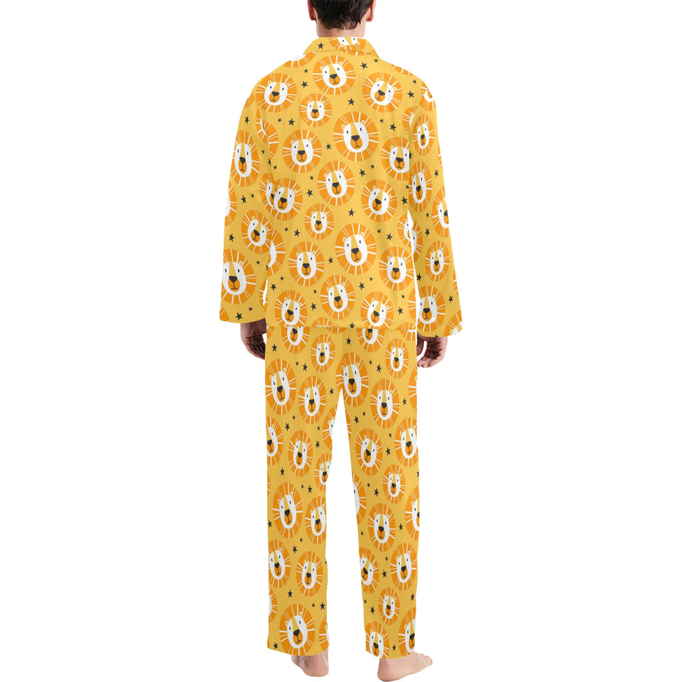 Lion Pattern Print Design 03 Men's Long Pajama Set