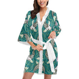 Koi Fish Carp Fish lotus pattern Women's Short Kimono Robe