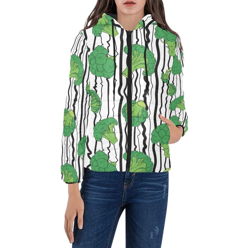 Cool Broccoli pattern Women's Padded Hooded Jacket