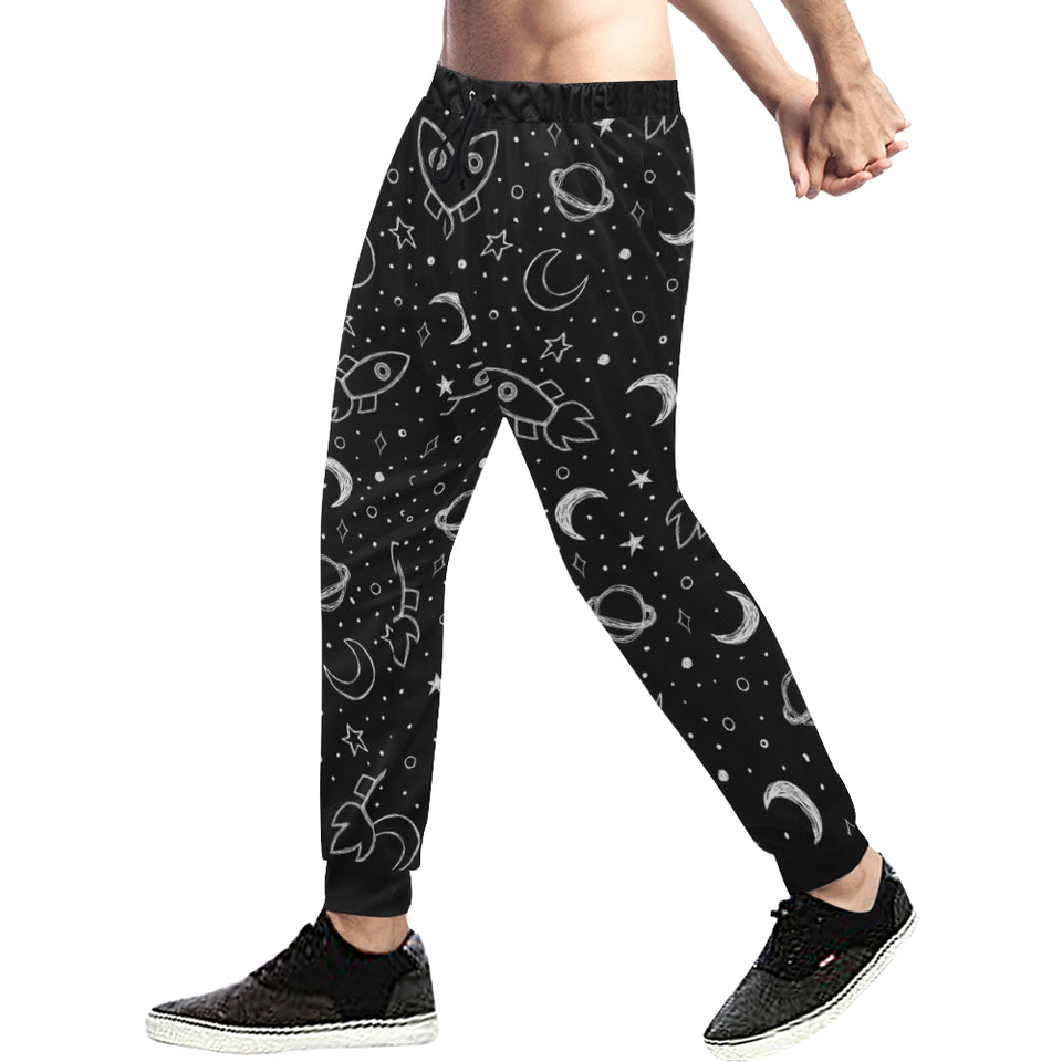 Hand drawn space rocket star planet Unisex Casual Sweatpants