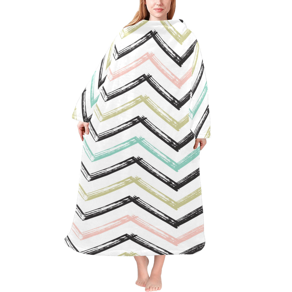 zigzag chevron paint pattern Blanket Robe with Sleeves