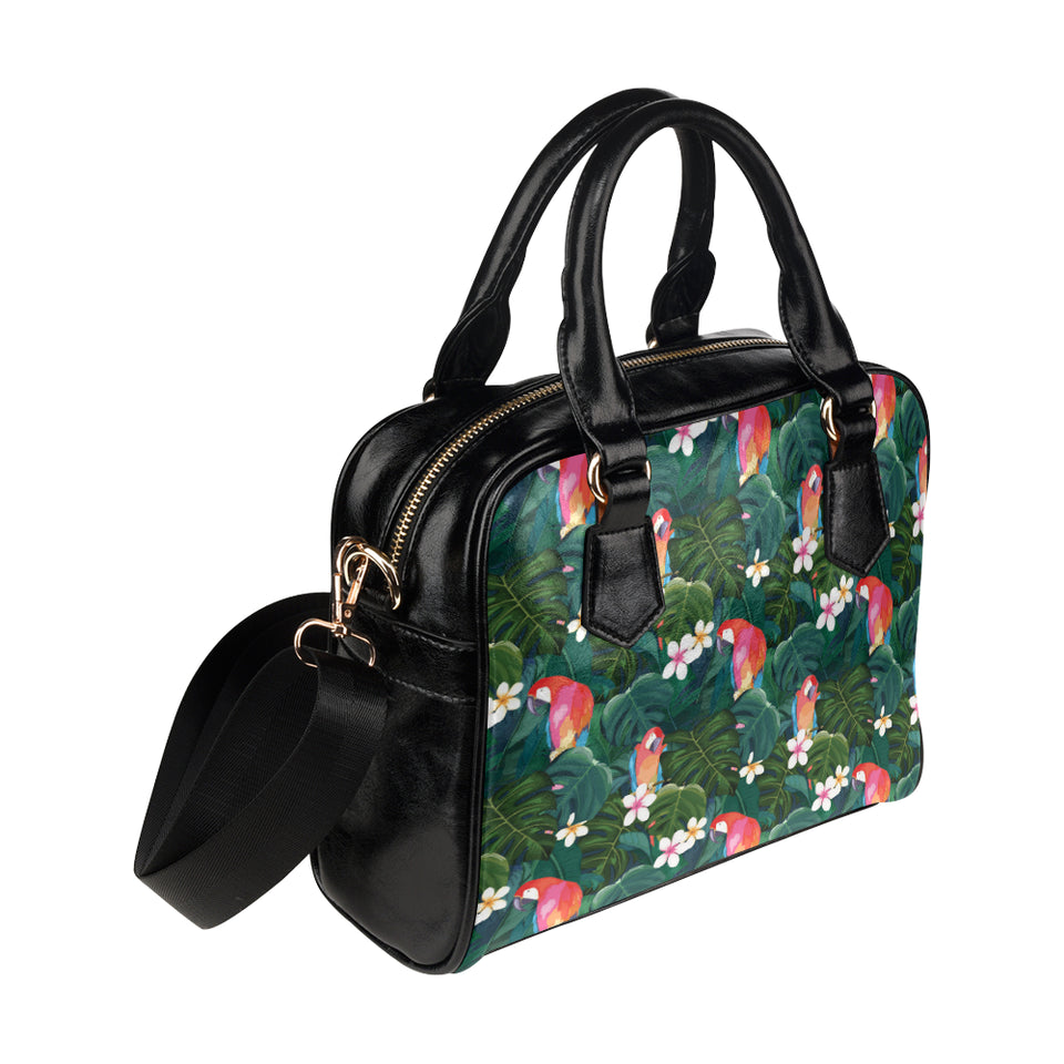 Parrot Palm tree leaves flower hibiscus pattern Shoulder Handbag
