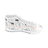 Polar bears star poka dot pattern Men's High Top Canvas Shoes White