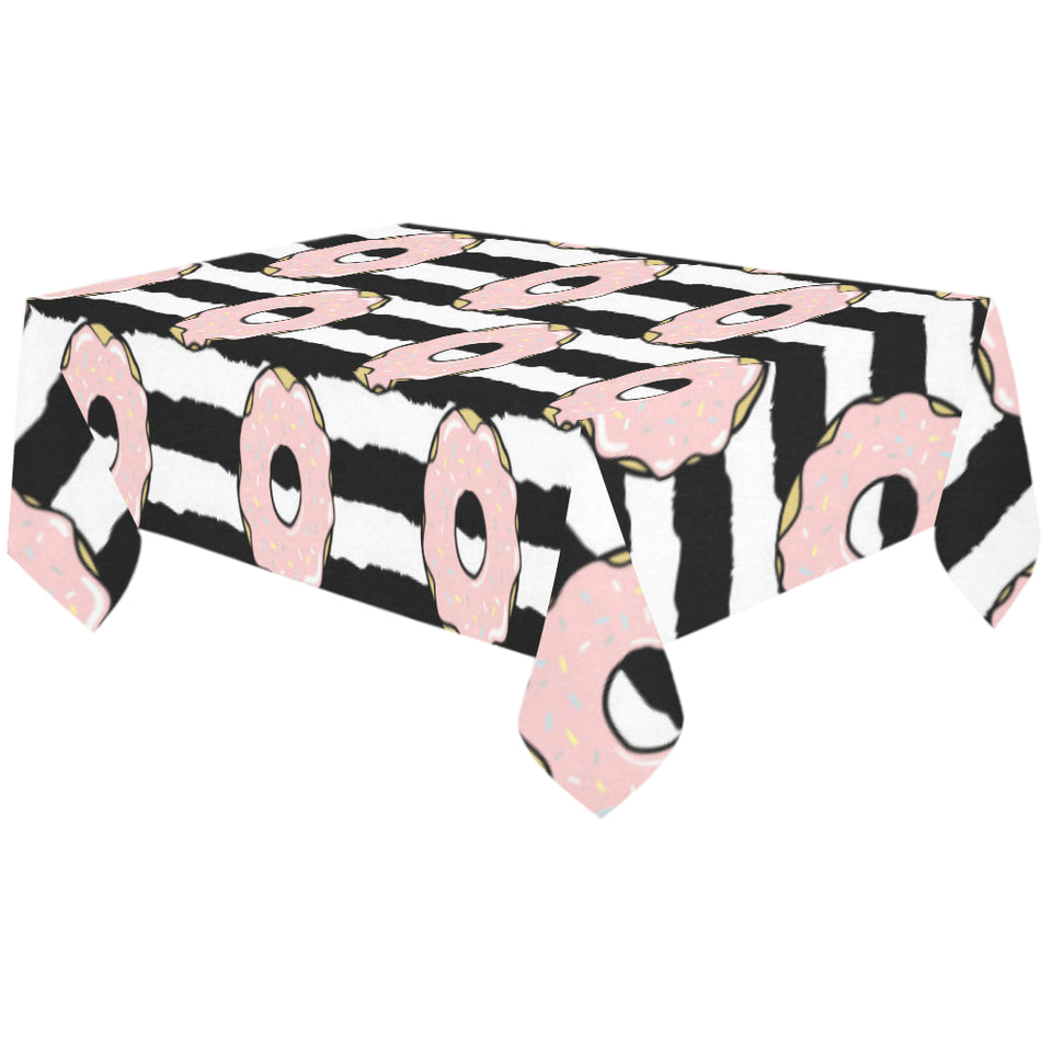 Donuts pink icing striped pattern Tablecloth