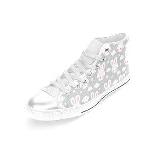 Rabbit cloud Pattern Women's High Top Canvas Shoes White