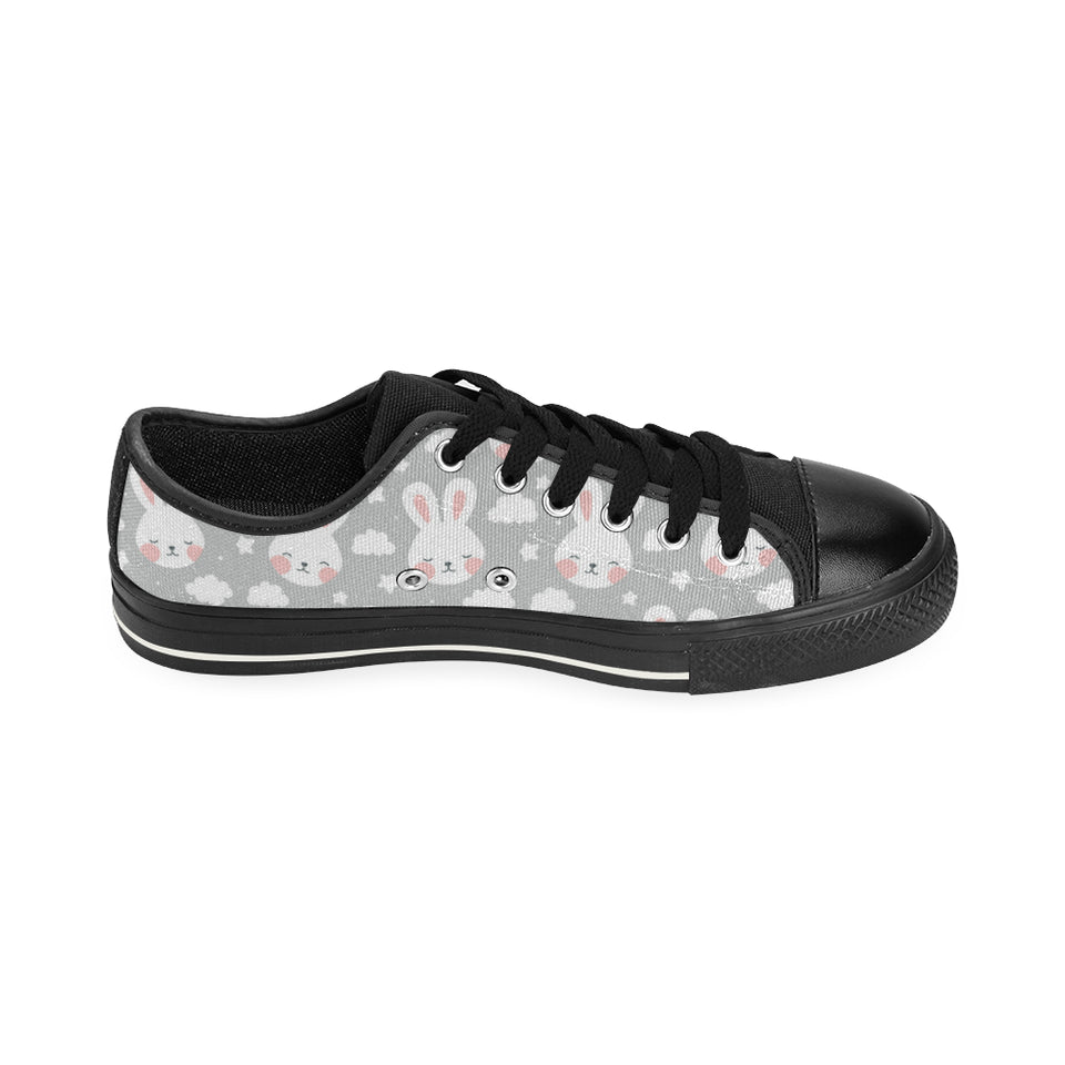 Rabbit cloud Pattern Men's Low Top Canvas Shoes Black