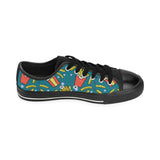 French fries red paper box pattern Men's Low Top Canvas Shoes Black