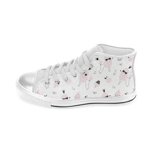 Poodle dog rose cake pattern Women's High Top Canvas Shoes White