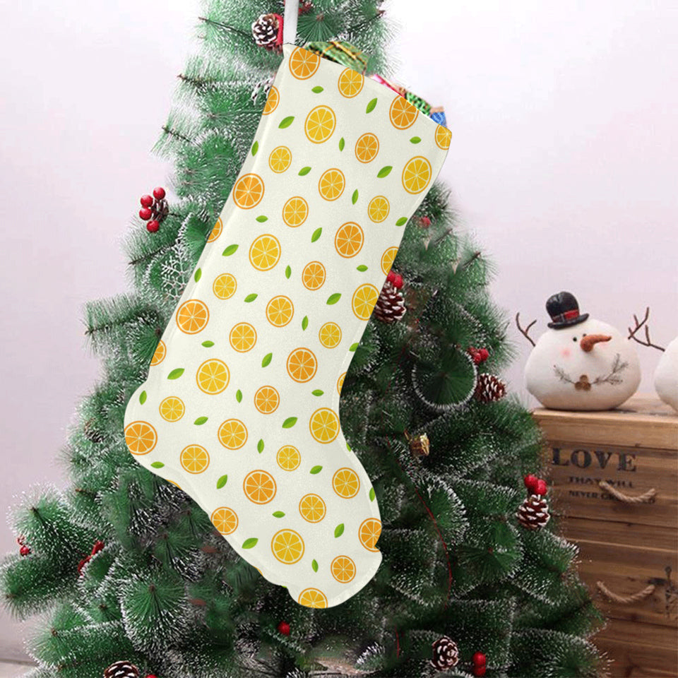 oranges leaves pattern Christmas Stocking