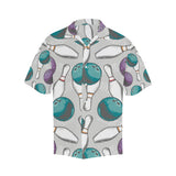 Bowling ball and pin gray background Men's All Over Print Hawaiian Shirt