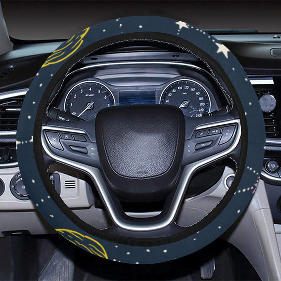 space pattern with planets, comets, constellations Car Steering Wheel Cover