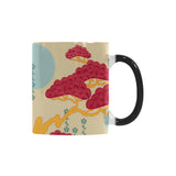 Red Bonsai gray sun japanese pattern Morphing Mug Heat Changing Mug