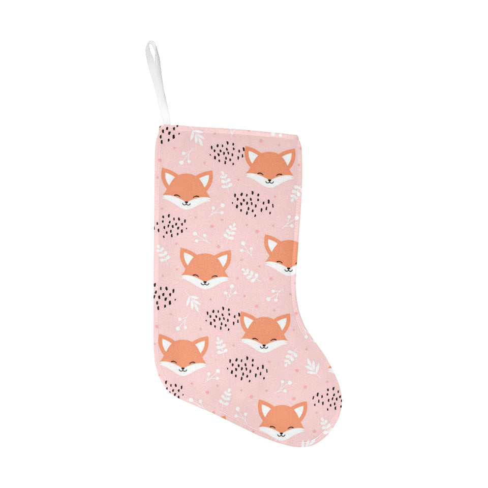 Cute fox pattern pink background Christmas Stocking