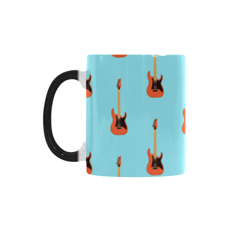 electric guitar pattern light blue background Morphing Mug Heat Changing Mug