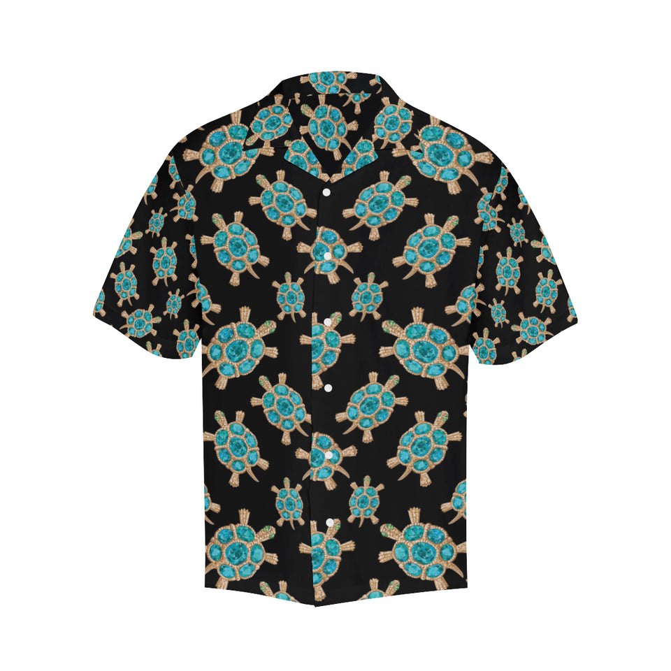 Sea turtle blue stone pattern Men's All Over Print Hawaiian Shirt