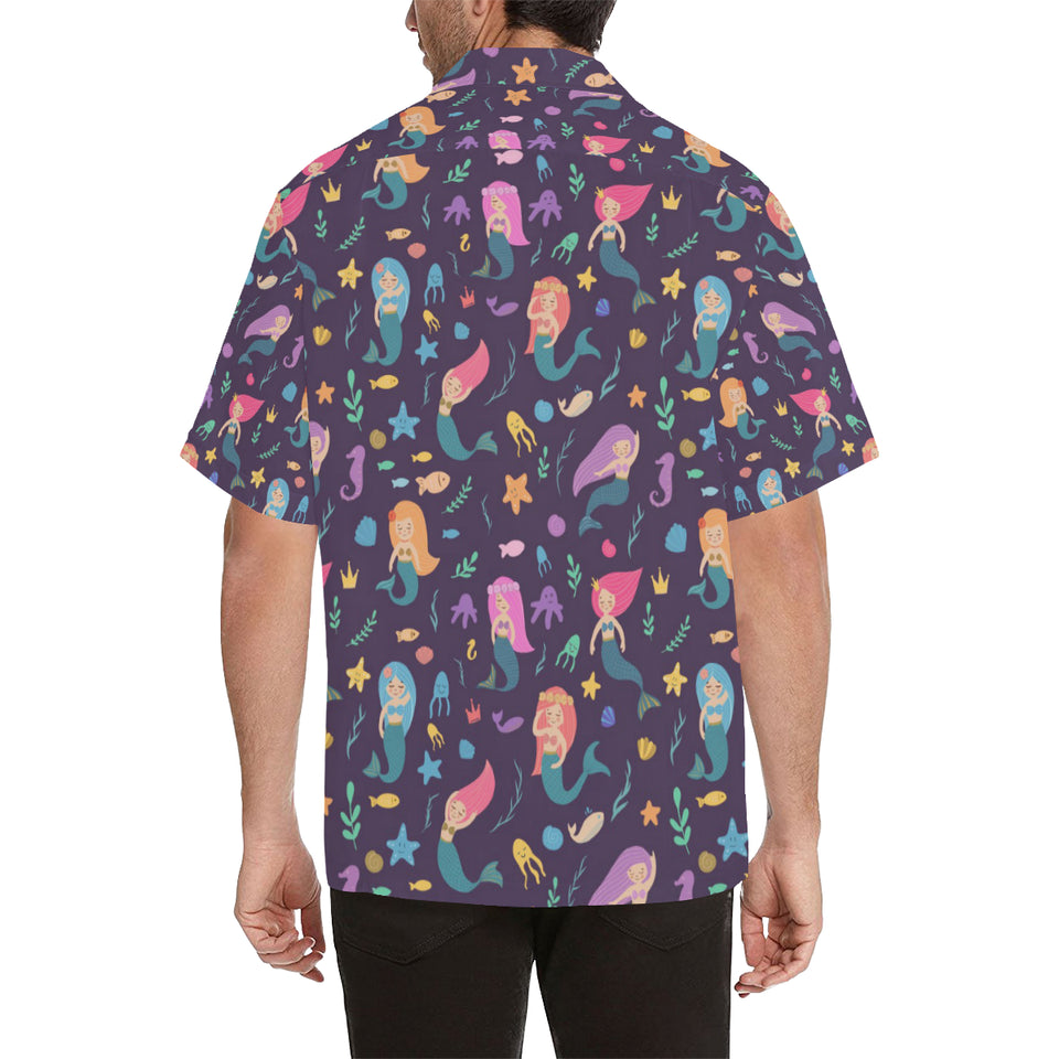 beautiful mermaid Fish jellyfish algae other marin Men's All Over Print Hawaiian Shirt