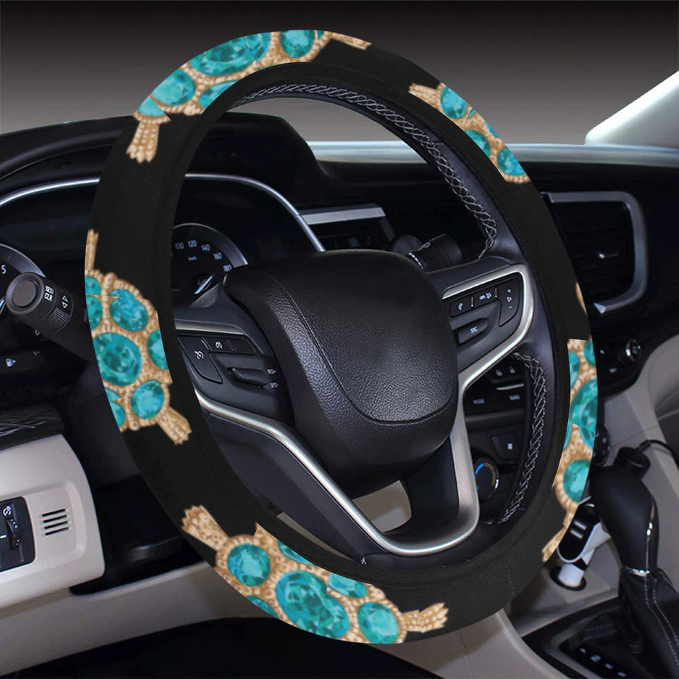 Sea turtle blue stone pattern Car Steering Wheel Cover