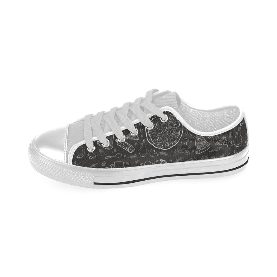 Pizza pattern Men's Low Top Shoes White