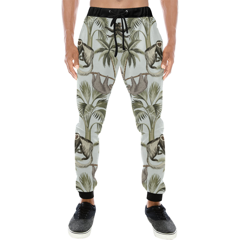 Monkey sloth lemur palm trees pattern Unisex Casual Sweatpants