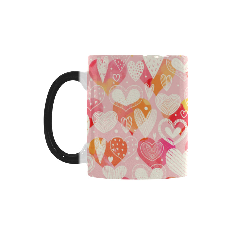 Hand drawn heart design pattern Morphing Mug Heat Changing Mug