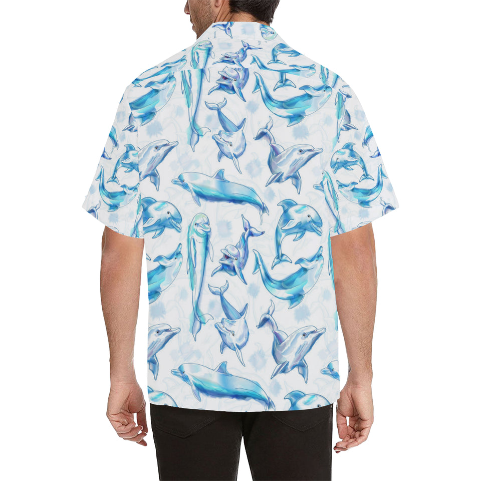 Watercolor dolphin pattern Men's All Over Print Hawaiian Shirt