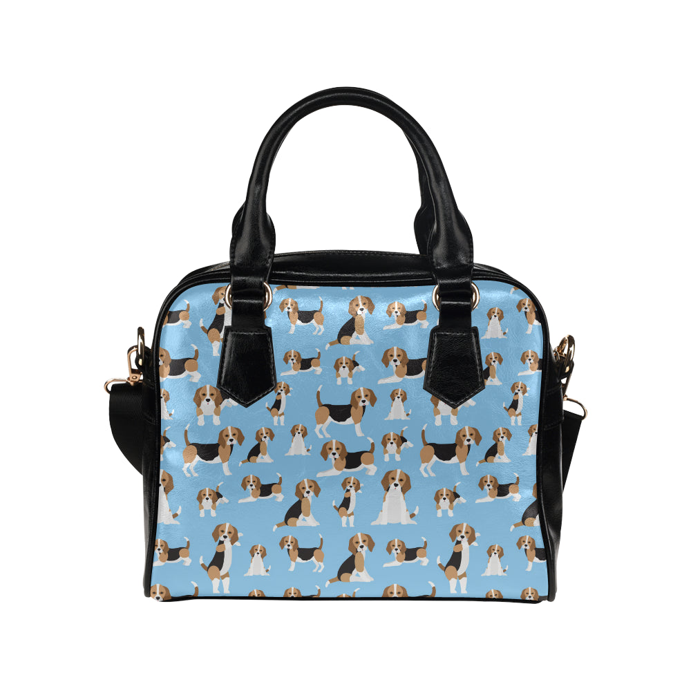 Beagle dog blue background pattern Shoulder Handbag