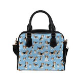 Beagle dog blue background pattern Shoulder Handbag