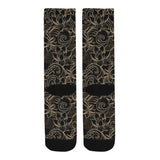 luxurious gold lotus waterlily black background Crew Socks